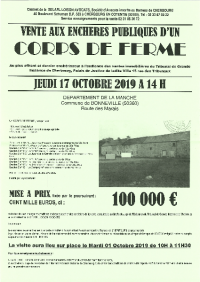 VENTE AUX ENCHERES PUBLIQUES  D'UN CORPS DE FERME - BONNEVILLE - (50360) 